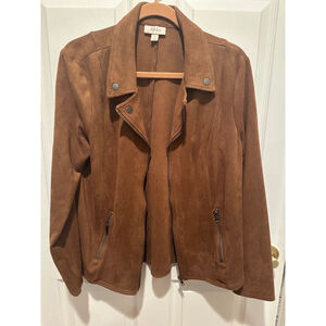 Women's Style & Co Brown Faux Suede Jacket Size L